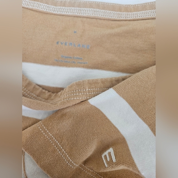 Everlane -Women's Oversized Striped Tan and White Dress M 100%Organic Cotton - Picture 6 of 7